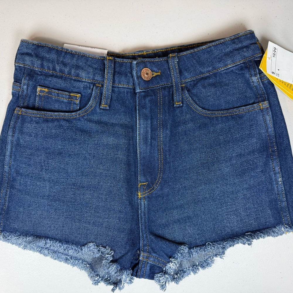 H&M Blue Denim Frayed Hem Cutoff Shorts
